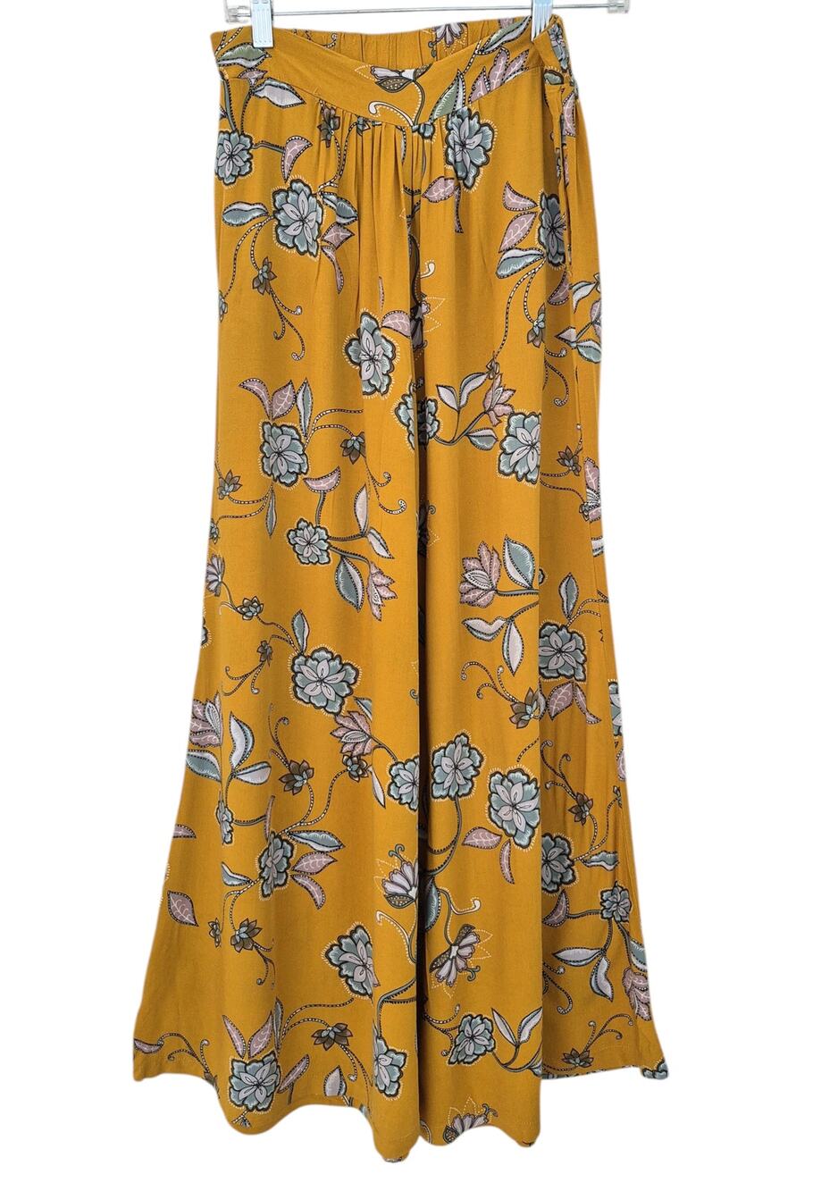 Jaase Wide Leg Pants Sz S Novelty Print High Waist Boho Flowy Summer Festival